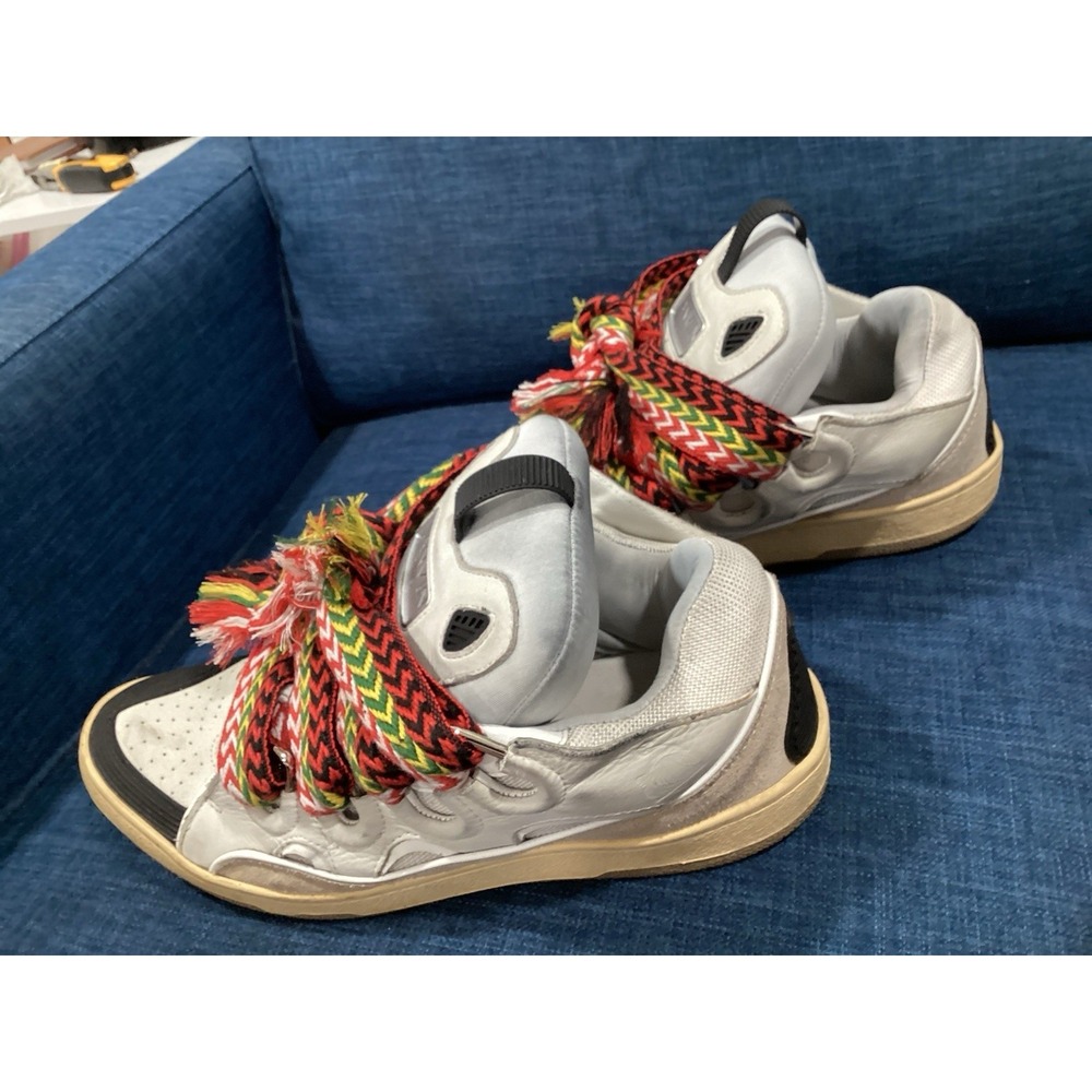 Lanvin Multicolor Leather and Suede Curb Chunky Sneakers Size 45